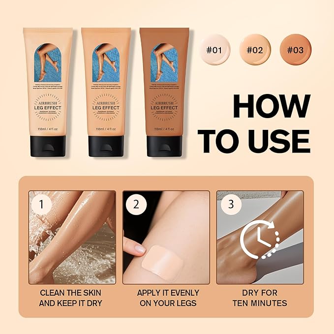 Leg Makeup Waterproof No Transfer,Flawless Full Coverage Legs Body Scar Tattoo Cover Up Makeup Waterproof Long Last Concealer for All Skin Tones. 02# Medium