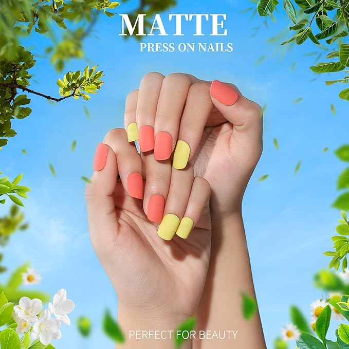 Short Square Press on Nails, Teenitor 576pcs Short Press on Fake Nails With Nail Glue And Adhesive Stickers, 12 Colors Matte Press On Short Nails, 12 Colors Glossy Short Press On Nails, Short Glue On Nails With Nail Stickers Rhinestones