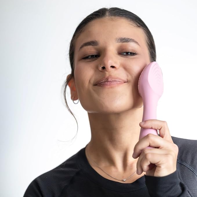 Pop Sonic Spade Facial Cleansing Device - Facial Massager to Cleanse, Massage & Infuse - Soft Silicone Bristles w/ 12,000 Vibrations Per Minute - Waterproof Face Brush Cleanser