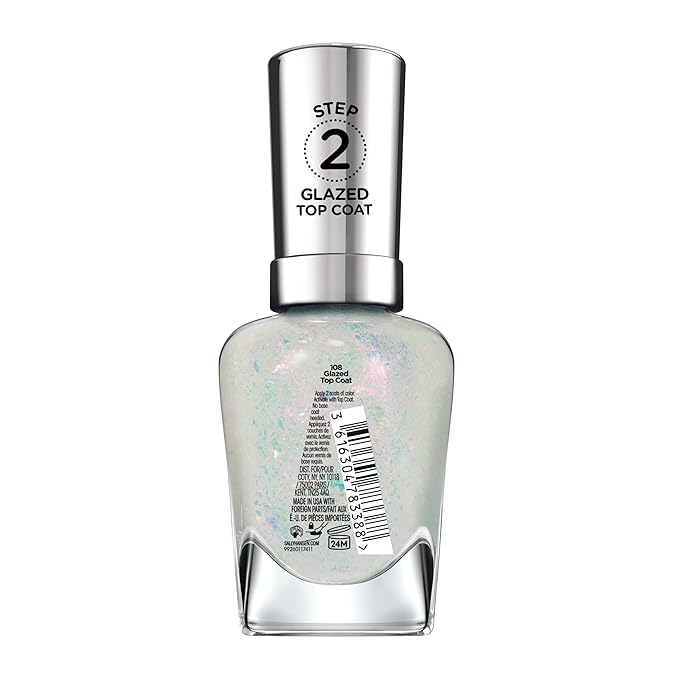 Sally Hansen Miracle Gel, Glazed Top Coat, Long Lasting, Gel-Like Formula, No UV Lamp Needed, Sheer, Shiny Clear Nail Polish