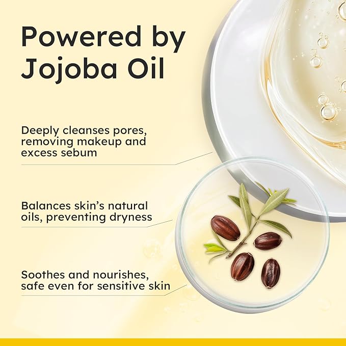 Elvira Pure Cleansing Oil, Makeup Remover & Blackheads Pore Cleanser, Jojoba Oil Cleanser for Face, Korean Skin Care, Plant-based, for Sensitive Skin, Hydrating, Fragrance-Free