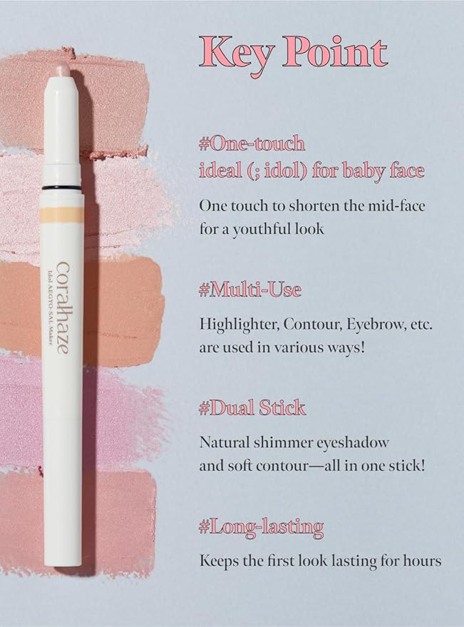 Idol AEGYO-SAL Maker 05 Dreamy Rose, 2-in-1 Under-Eye Highlighter and Contour Liner for Bright, Voluminous Eyes, Long-Lasting, Smudge-Proof Shimmer Stick with Natural Glow, Korean Beauty