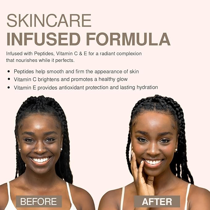 Palladio Full-Coverage Color Correction CC Cream, Oil-Free with Peptides & Vitamin C, Buildable Foundation Coverage (Tan 40W, Warm Undertone),0.87 Fl Oz (Pack of 1)