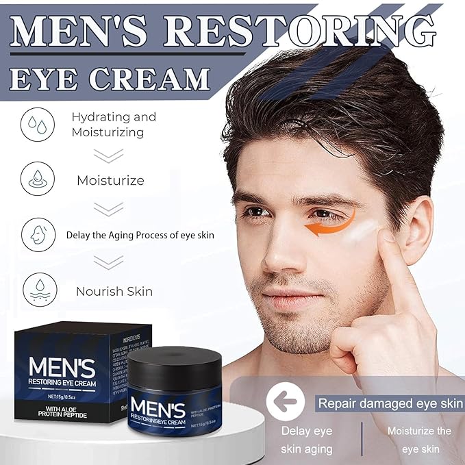 Men's Restoring Eye Cream Under Eye Cream for Dark Circles & Puffiness, Delay Aging Process of Eye Skin, Hydrating & Moisturizing, Reduces Puffiness, and Fine Lines