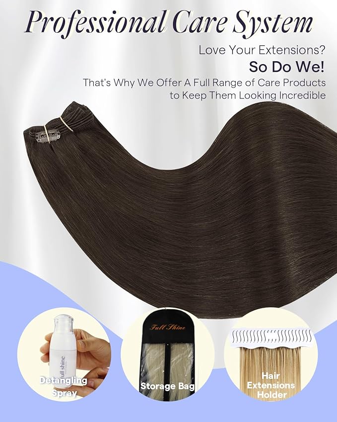 Full Shine Dark Brown Hair Extensions Clip ins Real Hair Clip in Extensions Invisible Clip in Hair Extensions for Women Brown Thick Human Hair Extra Volume 18 Inch 7 Pcs 135 G