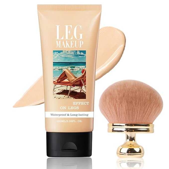 Legs Makeup Waterproof with Brush - No Transfer Body Concealer for Varicose Veins Appearance, Tattoo & Scar Cover Up for All Skin Tones, Waterproof (Fairest)