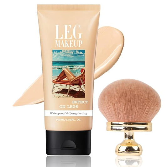 Legs Makeup Waterproof with Brush - No Transfer Body Concealer for Varicose Veins Appearance, Tattoo & Scar Cover Up for All Skin Tones, Waterproof (Fairest)
