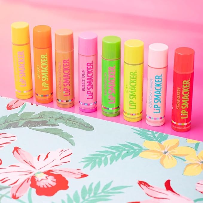 Lip Smacker Original & Best Holiday Flavored Lip Balm Party Pack, Oatmeal Cookie, Vanilla, Mango, Watermelon, Tropical Punch, Cotton Candy, Kiwi, Strawberry, Clear
