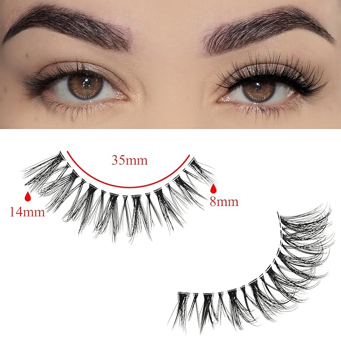 FARRED Cat Eye Lashes Natural False Eyelashes Wispy Mink Eye Lash Fluffy Wispies Eyelash Natural Look 10 Pairs Clear Band Fake Lashes Pack Volume Lash Strips Pestañas (Z10|8-14MM)
