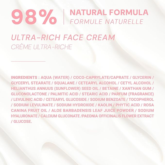 Panier des Sens - Ultra Rich Face Cream - with Hyaluronic Acid + Peony Extract - Moisturizing and Radiance - Skin Care for Women Made in France - Facial Moisturizer 99% Natural Ingredients – 1.7 floz