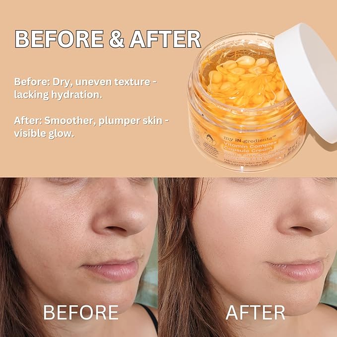 masque BAR My Ingredients Vitamin C Capsule Face Moisturizer, 3d Capsule Cream with Shea Butter, Niacinamide, Boba Vitamin C cream, Capsules for wrinkles, Korean Skin Care, 50ml