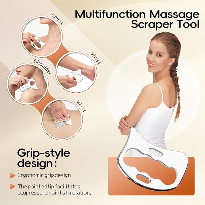 3 in 1 Stainless Steel Muscle Scraper Tools Set, Gua Sha Scraping Massage Tools for Physical Therapy, IASTM Tools Soft Tissue Massage Tool, Guasha Tool for Body