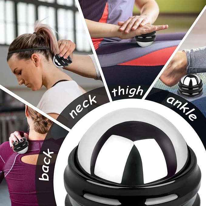 Stainless Steel Massage Roller Ball - Ice Therapy for Muscle Pain Relief, Sore Muscles, and Tension Alleviation Cold & Hot Therapy for Back, Shoulders, Legs, and Calves Myofascial Release Tool