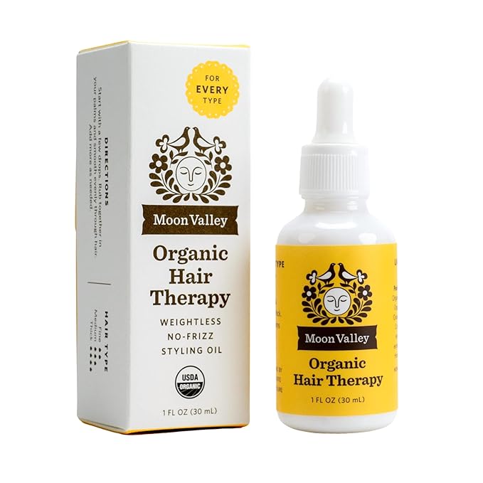 Moon Valley Organics Organic Hair Therapy for Every Type of Hair With MCT Oil, Jojoba Oil, Argan Oil, And Rosemary - Reduce Frizz, Hydrate, Heal Damaged Hair