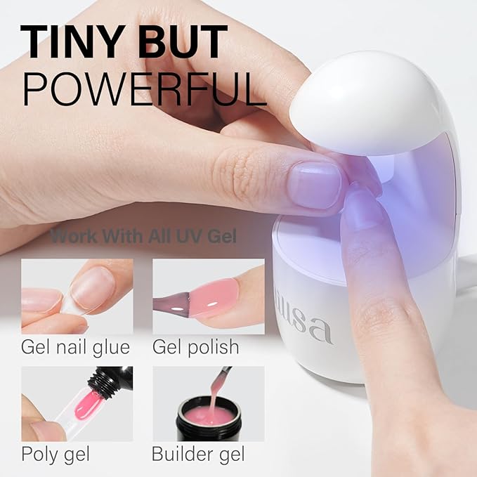 AILLSA Almond Nail Kit with U V Lamp 240pcs Short Gel Nail Tips and Glue Gel Kit with 2 in 1 Nail Glue Base Top Coat and Nail Dehydrator for Beginners DIY Home Salon