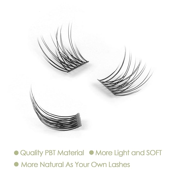 DIY Eyelash Extension, Glue Bonded Band Individual Lash 12 Clusters Natural Lashes Set, Home Eyelash Extension, C curl Lashes Pack (16MM-Natural)