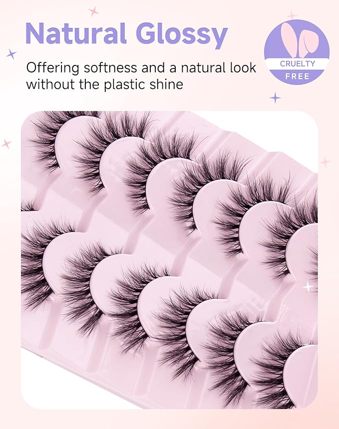 Cat Eye Lashes False Eyelashes Wispy Natural Lashes Mink Lashes Fluffy False Lashes Volume Natural Eyelashes Flared-05