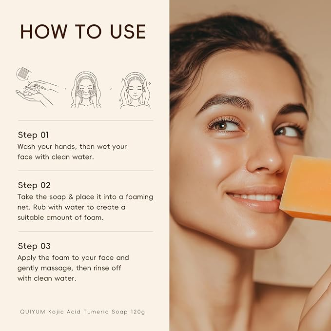 Kojic Acid Turmeric Soap, Dark Spot Remover for Face, Skin Care Sets, Facial Skin Care Products, Even Skin Tone, Moisturizing & Nourishing, 3 Pack+ African Net Sponge