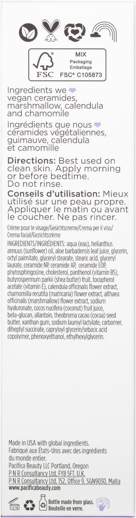 Pacifica Beauty, Vegan Ceramide Face Wash + Face Lotion Set, Cleanser, Moisturizer, Sensitive Skin, Dermatologist + Allergy Tested, Eczema Association Approved, Fragrance Free, Vegan