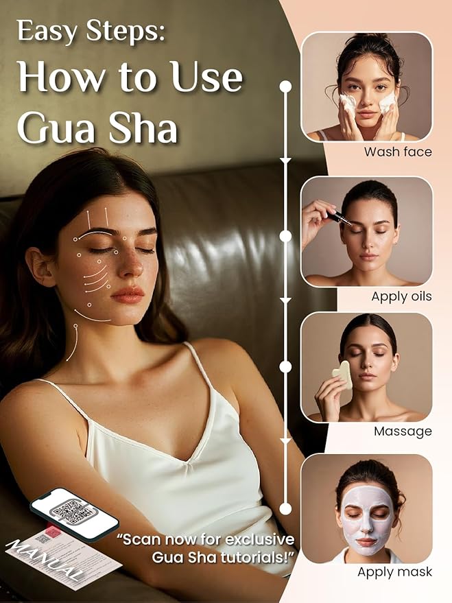 Rena Chris Gua Sha Facial Tools: Soft Silicone Guasha Tool for Face Acupuncture Therapy, Facial Massager for Jawline Sculpting and Puffiness Reducing (Peach)