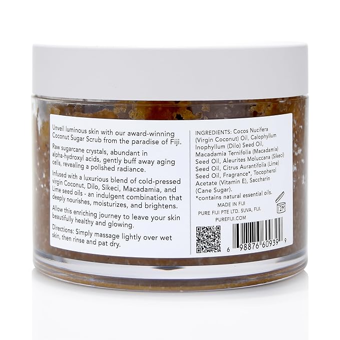 Pure Fiji Coconut Sugar Body Scrub, Coconut Lime Blossom (10.14 Oz/300ml)