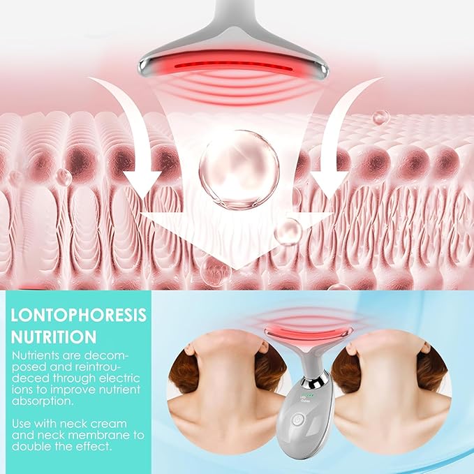 Red-Light-Therapy-for-Face and Neck with 7 Color, Facial Massager for Face and Neck, Face 𝖲 culpting Wand (Grey)