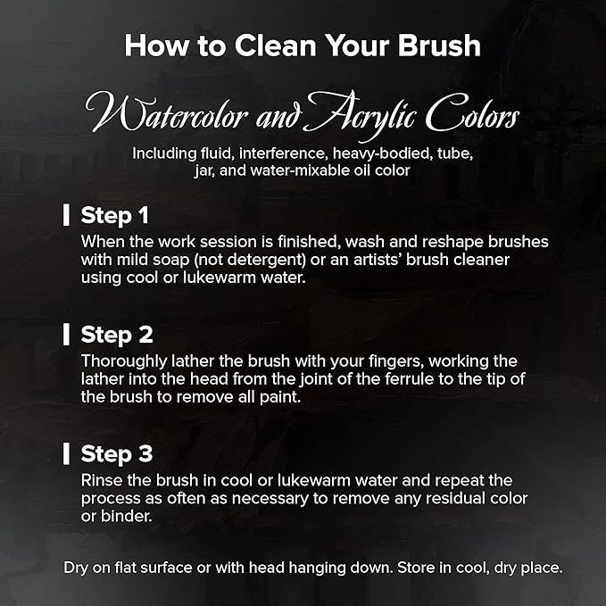 Silver Brush Limited WC-3203S Black Velvet Background Painting Set, Premium Paintbrushes for Watercolor, Gouache, Inks & Dyes, Set of 3, Flat Wash, Wide Wash, and Small Jumbo Round Brush, Short Handle