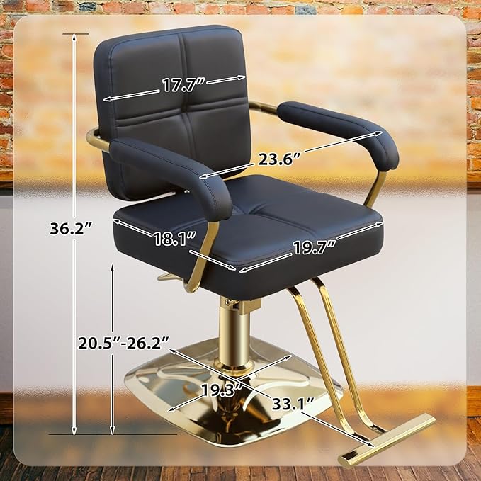 Stylist Chairs for Salon, 360 Degree Rotating Barber Chair Hydraulic Pump Salon Chair, Spa Beauty Equipment for Hair Stylists, Tattoo Artists, Cosmetologists (Gold)