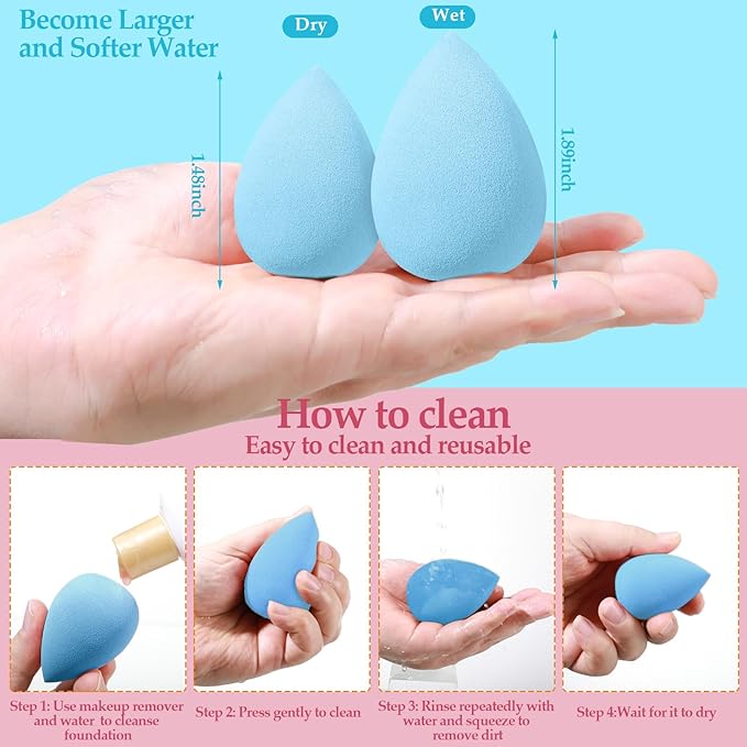 14 Pcs Makeup Sponge Set,Beauty Sponges Blender with 4 Pcs Powder Puff and 4 Pcs Mini Make up Sponges Birthday Gift,Mother's Day Gift for Women Liquid,Foundation,Powder,Concealer,Cream(Colorful)