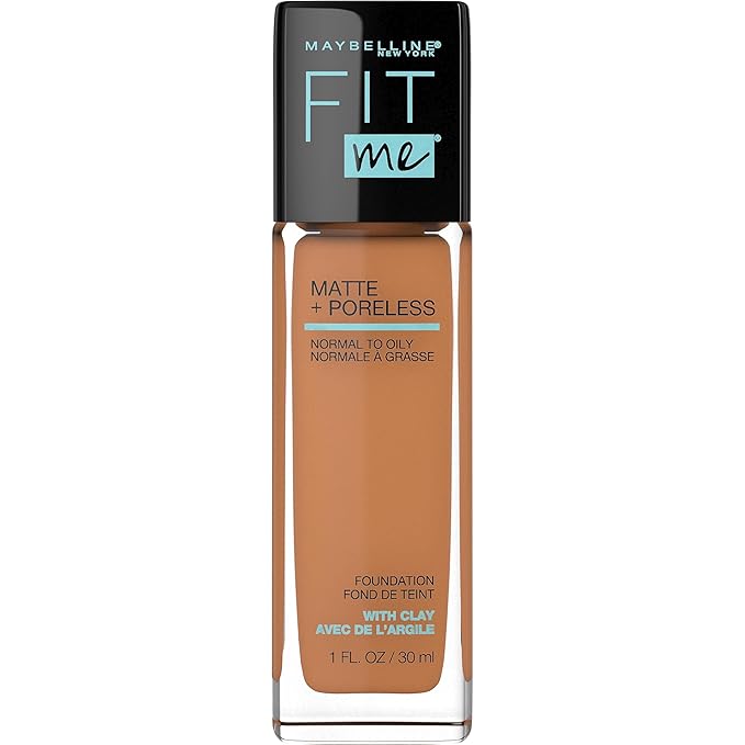 Maybelline Fit Me Matte + Poreless Liquid Oil-Free Foundation Makeup, Warm Sun, 1 Count (Packaging May Vary)