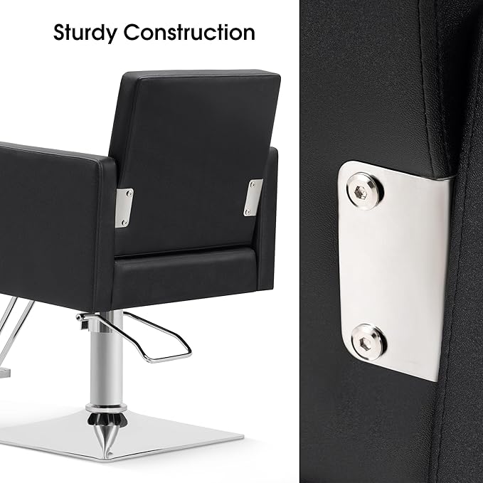 BarberPub Classic Salon Chair for Hair Stylist,Hydraulic Barber Styling Chair,Beauty Salon Spa Equipment 8818 (Black)