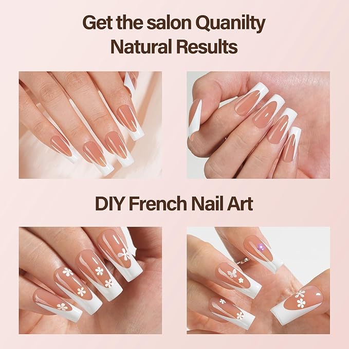 Vansiho Deep Gel Nail Tips - 150pcs Long Square Tips, Brown French Tips, Press On Nails for DIY Nail Art, 15 Sizes