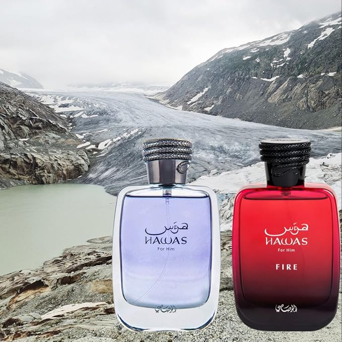 RASASI Hawas For Him & Hawas Fire Eau De Parfum Sprays 100ML (3.4 OZ) Unleash Your Power With Fresh, Intense Notes & Embrace Lasting, Refined Masculine Scents. (BUNDLE)