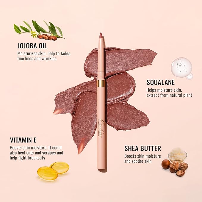 Oulac Waterproof Lipliner Pencil - Smooth and Creamy, Retractable Lip Makeup for Precision Application, Vegan & Cruelty-Free, LL01 Dusty Rose