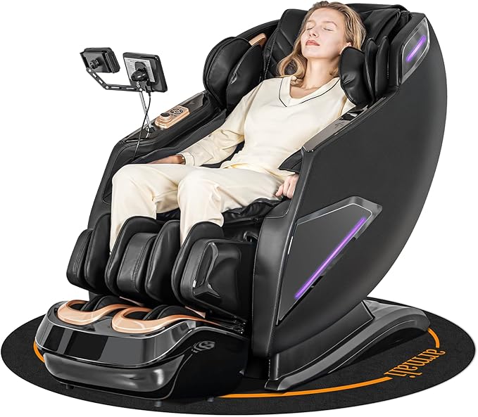 4D Massage Chairs Full Body,Zero Gravity SL-Track Shiatsu Massage Chair Recliner,Core Heating,20 Massage Techniques,Deep Yoga Stretch,Foot Rollers, Ai Voice,Touch Screen,Wireless Charging