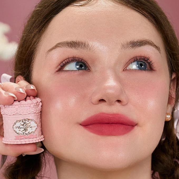 Flower Knows Strawberry Cupid Cake Lip Cream,Velvety-Smooth Matte Liquid Lipstick,Hydrating,Smudge-proof & Stain-Free Lip Stain(V06 Tulip,0.17 Fl Oz)