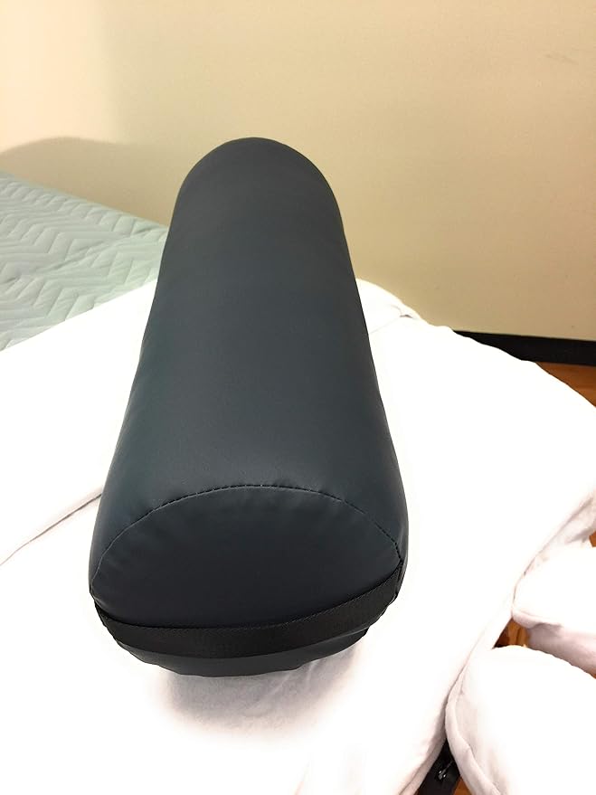 Fluffy Massage Bolster Pillow by NRG - 8"W x 26"L Full Round Massage/Spa Table Bolster with Carrying Strap - Supports Neck, Knees or Ankles - PVC Free Vinyl Upholstery - CFC Free Foam - Color: Agate