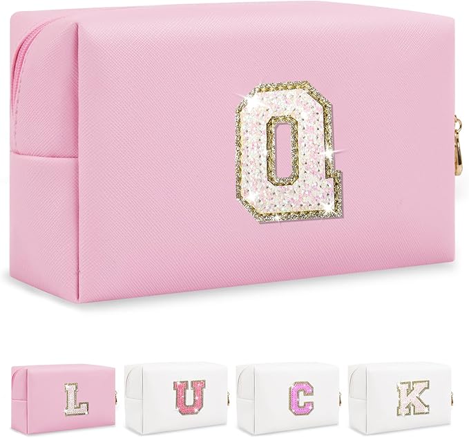 Personalized initial letter makeup bag,