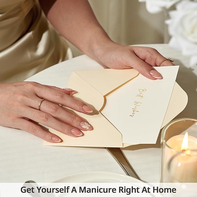 BTArtbox Press On Nails Short - 3D Butterfly French Tip Almond Press On Nails with Glue for Women, Opaque Soft Gel Glue On Nails in 16 Sizes - 32 Stick On Nails Kit, Last Dance