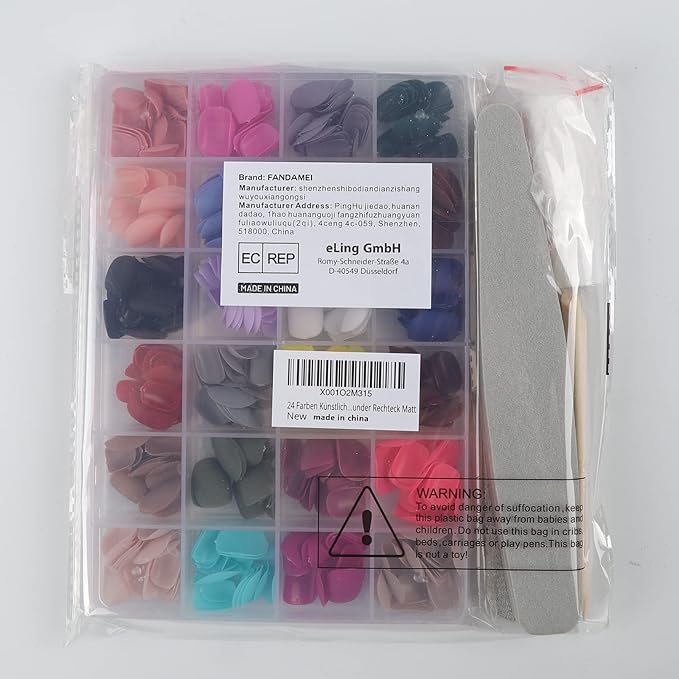 FANDAMEI Short Press on Nails, 24 Packs 576PCS Short Round Press on Nails Matte, Acrylic Small Fake Nails Full Cover, Matte Glue on Nails with 7g Nail Glue, 24 Color False Nail