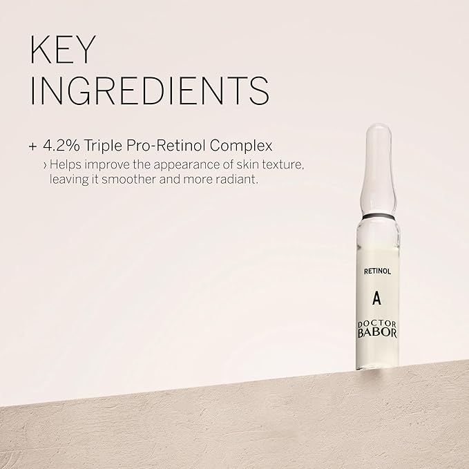 DOCTOR BABOR Renewal Ampoules, Serum Concentrate for Face, with Anti-Ageing Effect, Finer and Smoother Skin, Encapsulated Retinol with Bakuchiol and Tripeptide, Vegan Formula, 7 x 2 ml