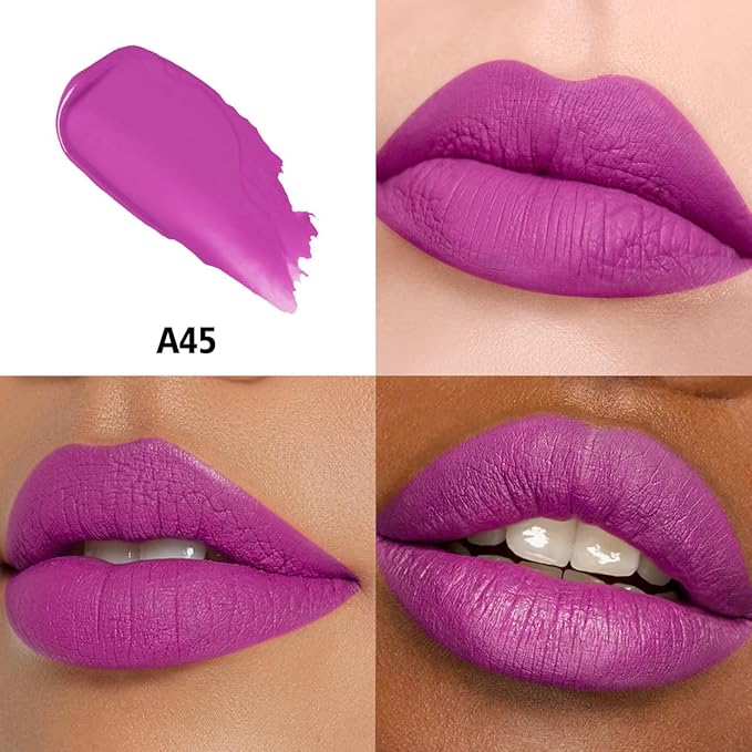 Purple Lipstick Long Lasting Lipsticks for Women Pigmented Smudgeproof Transferproof Vegan Cruelty Free Lip Makeup, A45 Dark Era