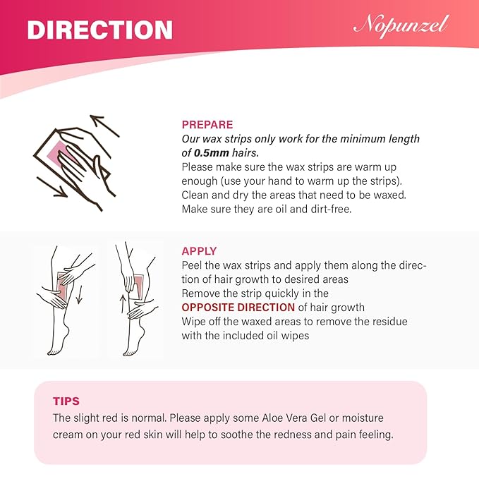 Wax Strips: 64 Waxing Strips - Hair Removal Wax - Brazilian Waxing - Waxing Kit for Women - Body Legs Arms Chest Bikini Back - Wax Kit At Home for Hair Removal - 2 sizes - 4 Calming Oil Wipes