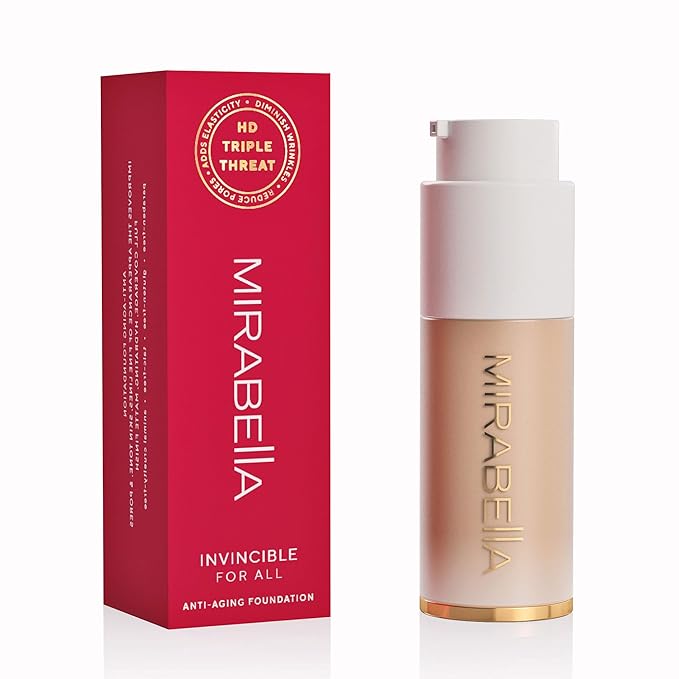 MIRABELLA - Invincible for All HD Liquid Foundation, Moisturizing Face Products for All Skin Types, Full-Coverage Lightweight Foundation Makeup, Moisturizing & Hydrating Beauty Care, Porcelain P10