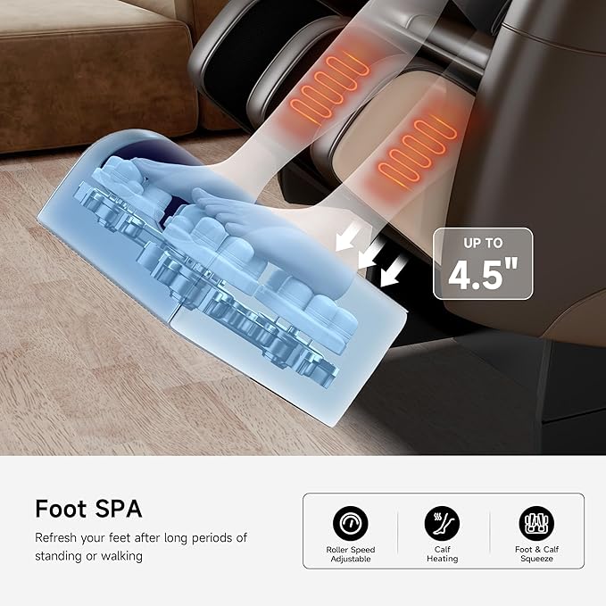 2025 Massage Chair Full Body, Zero Gravity Recliner with 6 Auto Modes, Foot Massage, Heating, Bluetooth, Brown