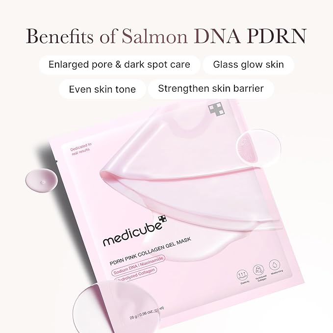 medicube Pink Glass Glow Duo for Uneven skin: Collagen Jelly Cream 110ml and Salmon DNA PDRN pink collagen jelly gel mask (4ea) | Holiday Stocking Stuffers