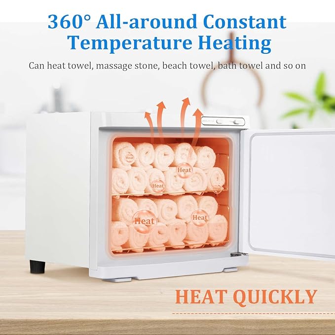 Hot Towel Warmer Cabinet with LED Light - JXSDLIY 23L Large Capacity Towel Cabinet for Bathroom 2-in-1 Professional Hot Towel Warmers for Facials SPA Massage Salon Heats Up Quick Towel Heater (white)