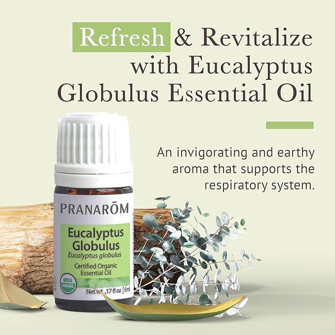 Pranarom - USDA Certified Organic Eucalyptus Globulus Essential Oil 5ml - Wellness Enthusiasts - Aromatherapy - Certified Organic Purity - 100% Pure, Non-GMO, Vegan
