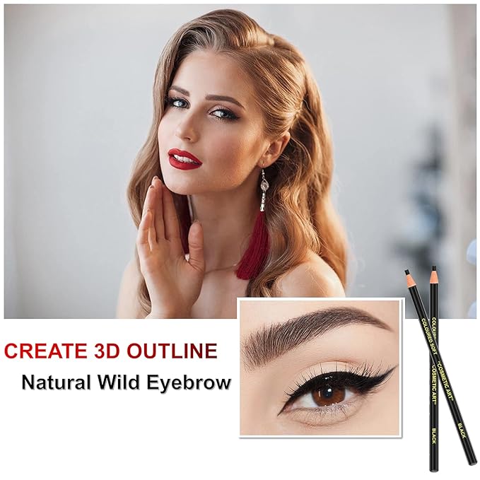 AWCCXMYM 5 Pcs Black Eyebrow Pencils for Women with Sharpener Waterproof and Sweat-Proof Eyebrow Pen Long-Lasting Eyeliner Pencil Create a Natural Eye Brow Makeup