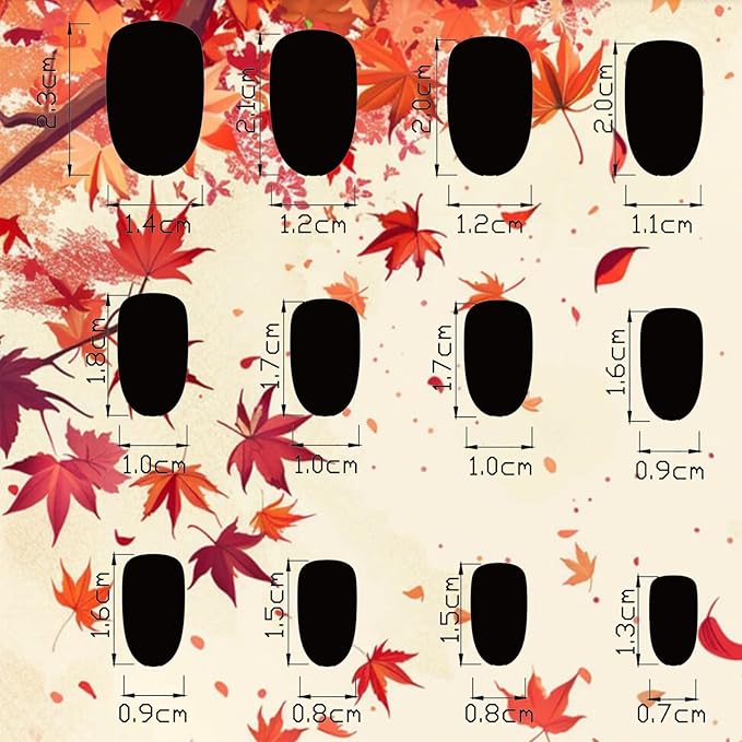 Thanksgiving Medium Almond False Nails 24Pcs Maple Leaf Press on Nails Fall Leaves Stick on Fingernails Glossy Brown Acrylic Fake Nail Autumn Gel Glue on Nail for Coquette Women Girls